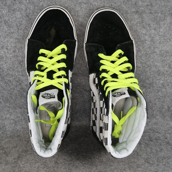 Vans Shoes Womens 9.5 Sk8 Hi Sneakers Checkered Suede Canvas Black White Casual - Picture 9 of 14